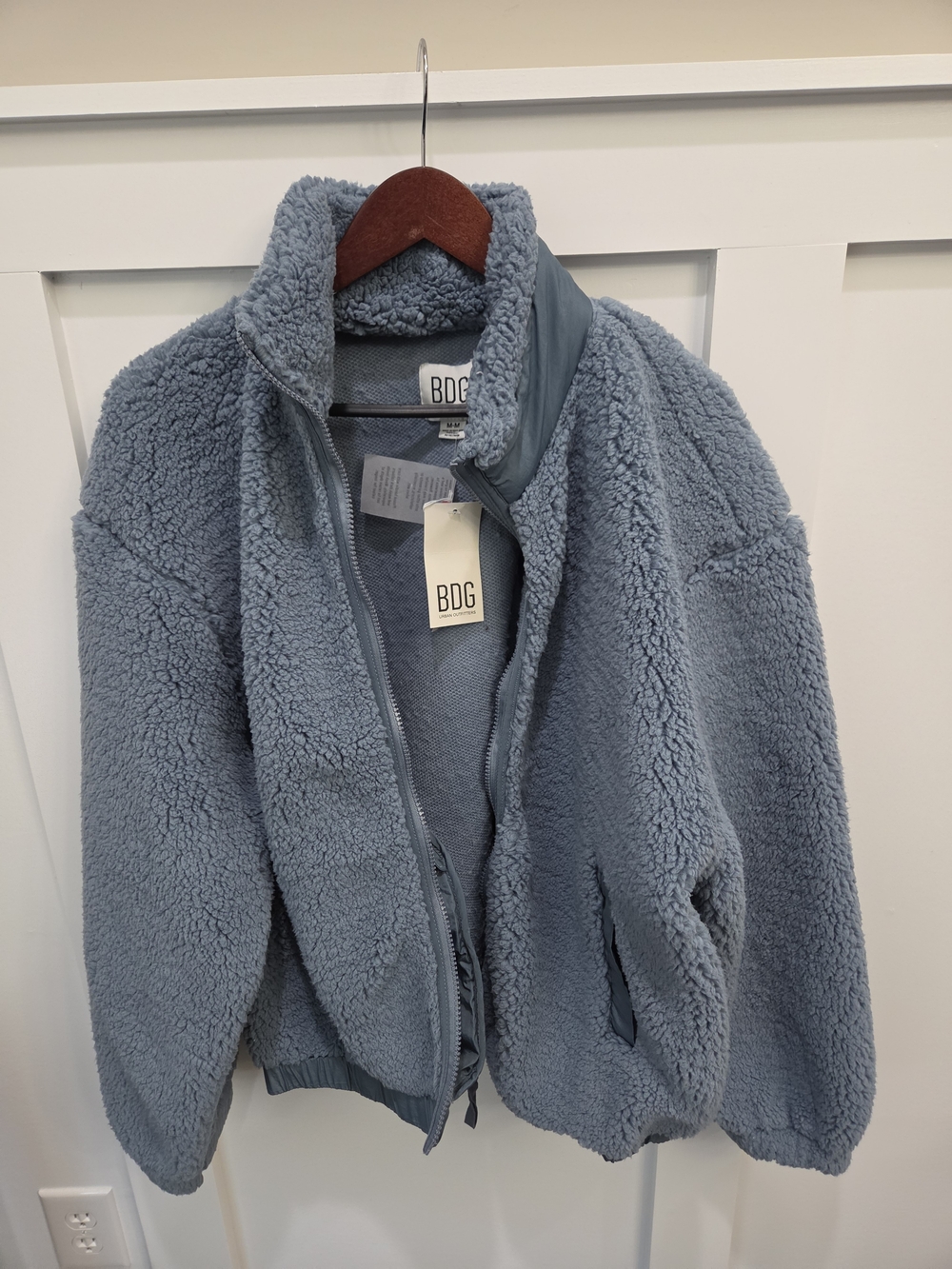 BDG Dusty Blue Sherpa Jacket with Zip